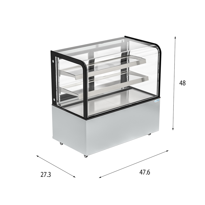 47 in. Dry Bakery Display Case with Front Curved Glass Protection - 14 cu. ft.