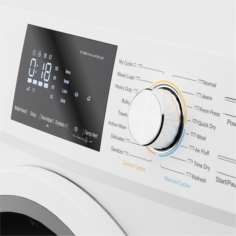 4.4 cu. ft. Large Capacity Stackable Ventless Front Load Dryer in White - 240V.