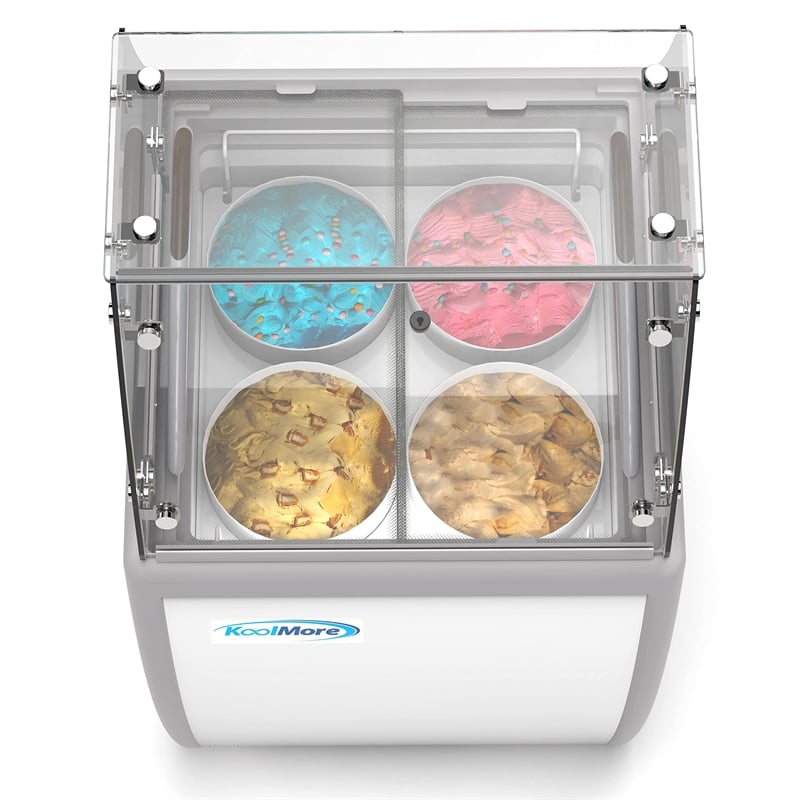 KoolMore 26 in. 4 Tub Ice Cream Dipping Cabinet Display Freezer - 6 cu. ft.