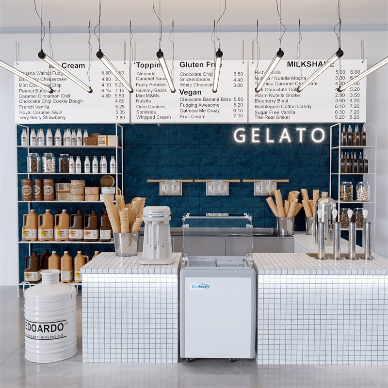 KoolMore 26 in. 4 Tub Ice Cream Dipping Cabinet Display Freezer - 6 cu. ft.