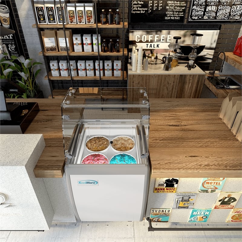 KoolMore 26 in. 4 Tub Ice Cream Dipping Cabinet Display Freezer - 6 cu. ft.