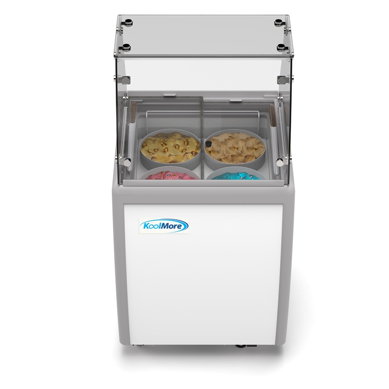 26 in. 4 Tub Ice Cream Dipping Freezer with Sneeze Guard 6 cu