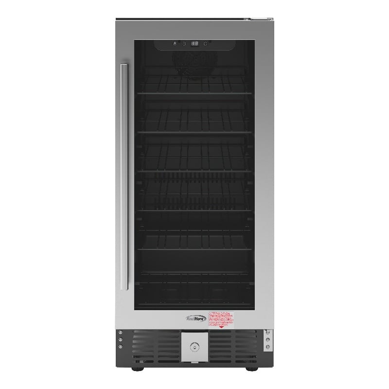 KoolMore 15 in. Stainless Steel Glass-Door Built-In Beverage Cooler - 3 cu. ft.