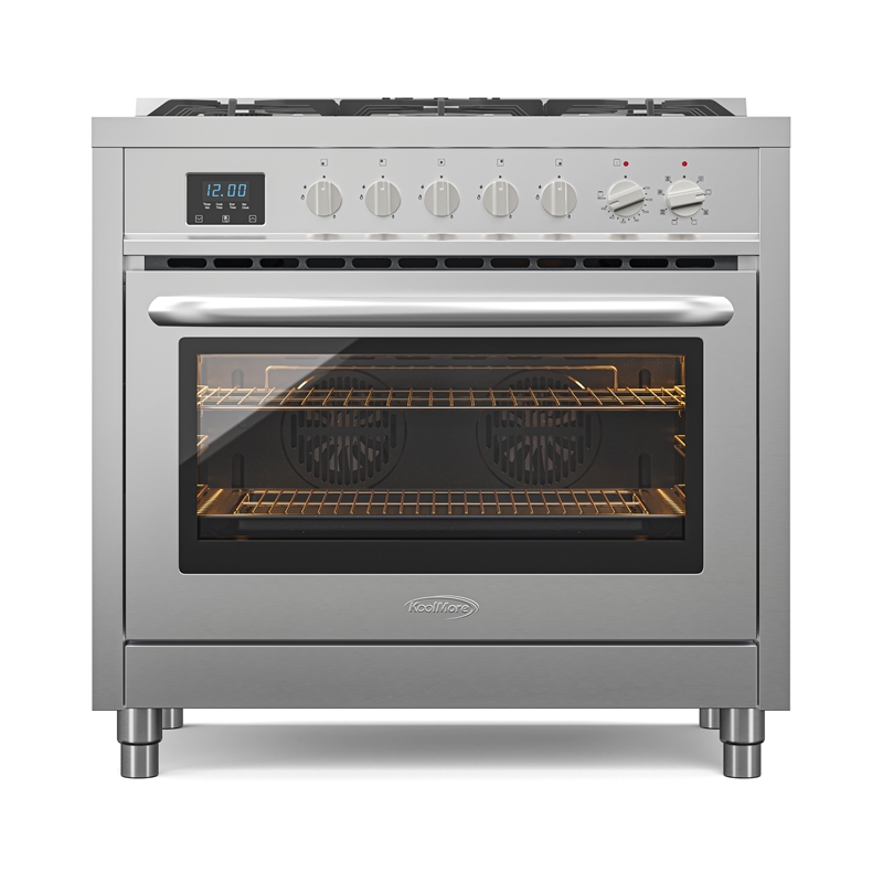 KoolMore 36 in. 5 Burner Freestanding Dual Fuel Range