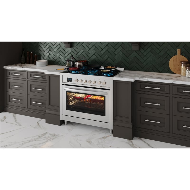 KoolMore 36 in. 5 Burner Freestanding Dual Fuel Range