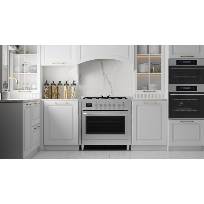KoolMore 36 in. 5 Burner Freestanding Dual Fuel Range