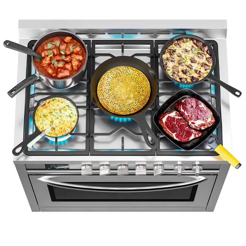 KoolMore 36 in. 5 Burner Freestanding Dual Fuel Range
