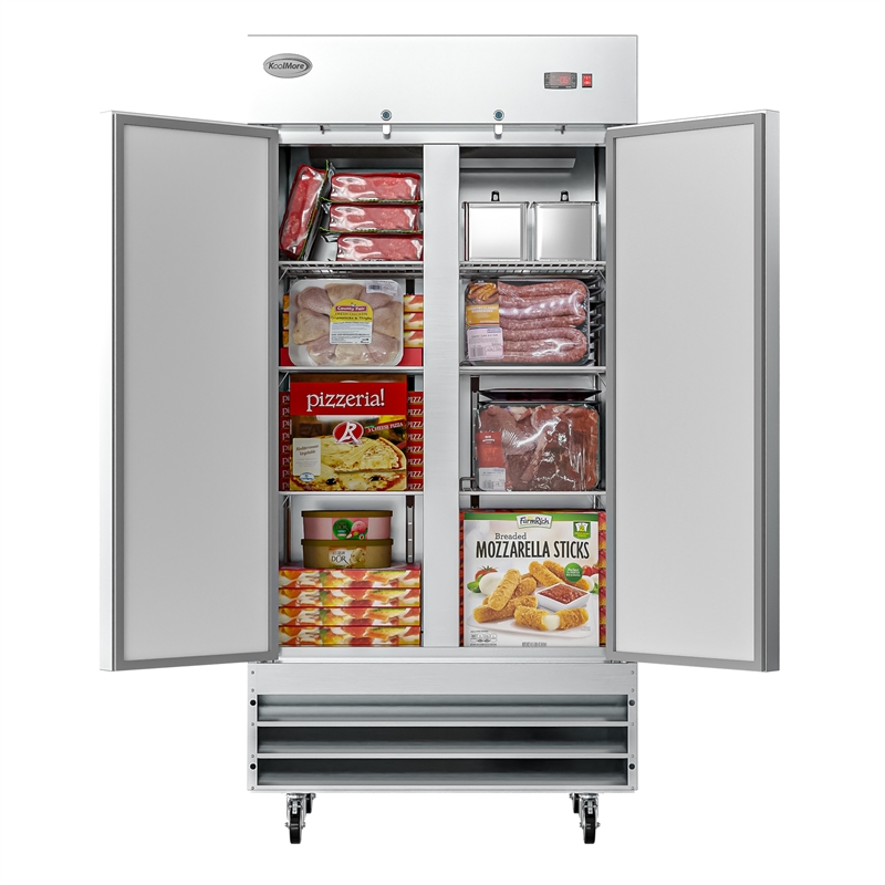 Koolmore 39 in. Commercial Stainless Steel 2-Door Reach-In Freezer, 35 Cu. ft., RIF-2D-SS35C