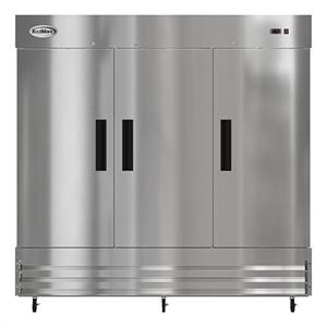 80&quot Three Door Commercial Reach In Refrigerator 72 cu ft in Silver