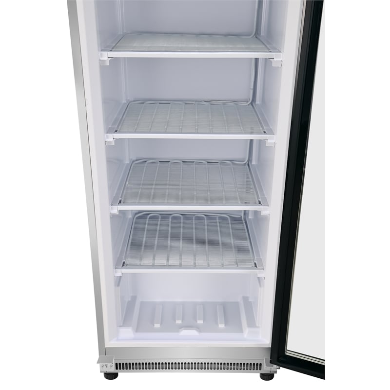 12 Cu ft Commercial Freezer with Glass Door - Manual Defrost in Silver