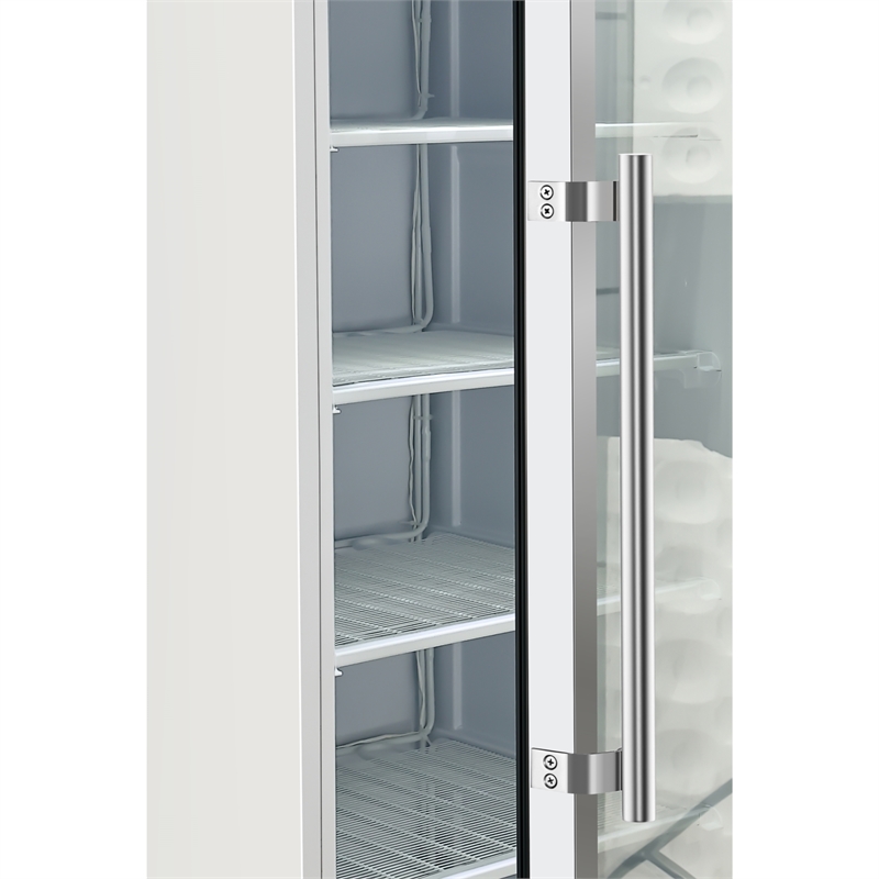 12 Cu ft Commercial Freezer with Glass Door in White - Manual Defrost
