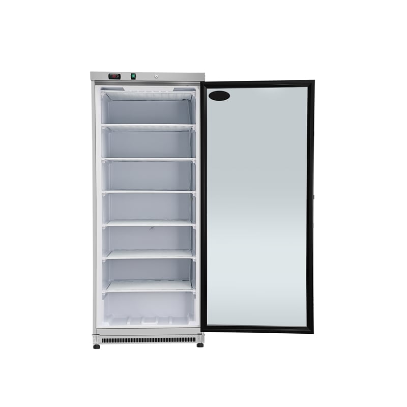 21 Cu Ft Commercial Freezer with Glass Door - Manual Defrost in Silver