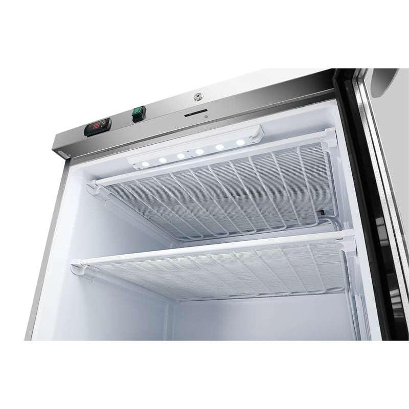 21 Cu Ft Commercial Freezer with Glass Door - Manual Defrost in Silver