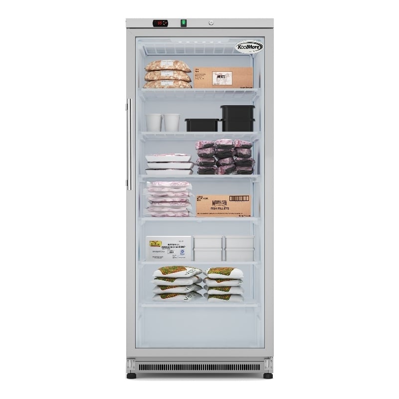 21 Cu Ft Commercial Freezer with Glass Door - Manual Defrost in Silver
