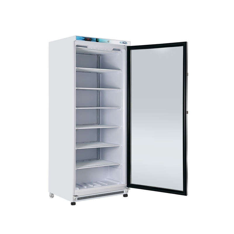 21 Cu Ft Commercial Freezer with Glass Door in White - Manual Defrost