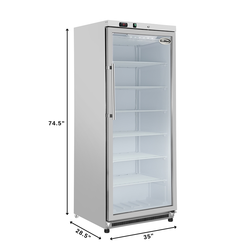 21 Cu Ft Commercial Freezer with Glass Door in White - Manual Defrost