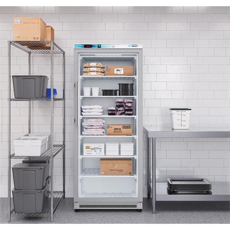 21 Cu Ft Commercial Freezer with Glass Door in White - Manual Defrost