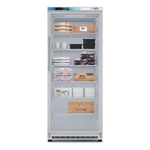21 Cu Ft Commercial Freezer with Glass Door in White - Manual Defrost