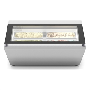 31&quot Countertop Ice Cream Display case with 4 Pans and Glass Sneeze Guard Silver