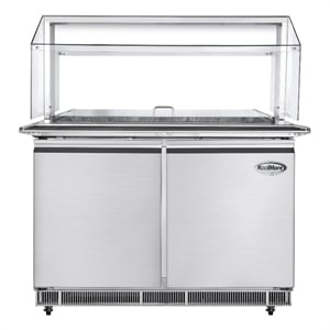 48&quot Commercial Refrigerated Prep Station with Sneeze Guard in Silver