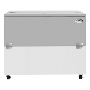 49&quot Commercial Milk Cooler for School and Cafeteria in Stainless Steel and White
