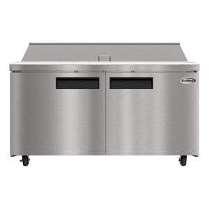 60&quot Commercial 2-Door Refrigerated Salad and Sandwich Prep Table in Silver