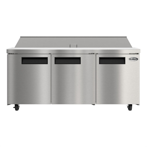 70&quot Commercial 3-Door Refrigerated Salad and Sandwich Prep Table in Silver