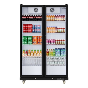 47&quot Commercial 2 Fully Glass Door Merchandiser Refrigerator 30 Cu Ft in Black