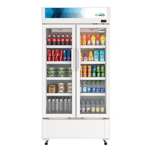 39&quot Commercial 2-Glass Door Merchandiser Refrigerator 219 cu ft in White