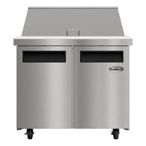 36&quot Commercial 2-Door Refrigerated Mega Salad and Sandwich Prep Table in Silver