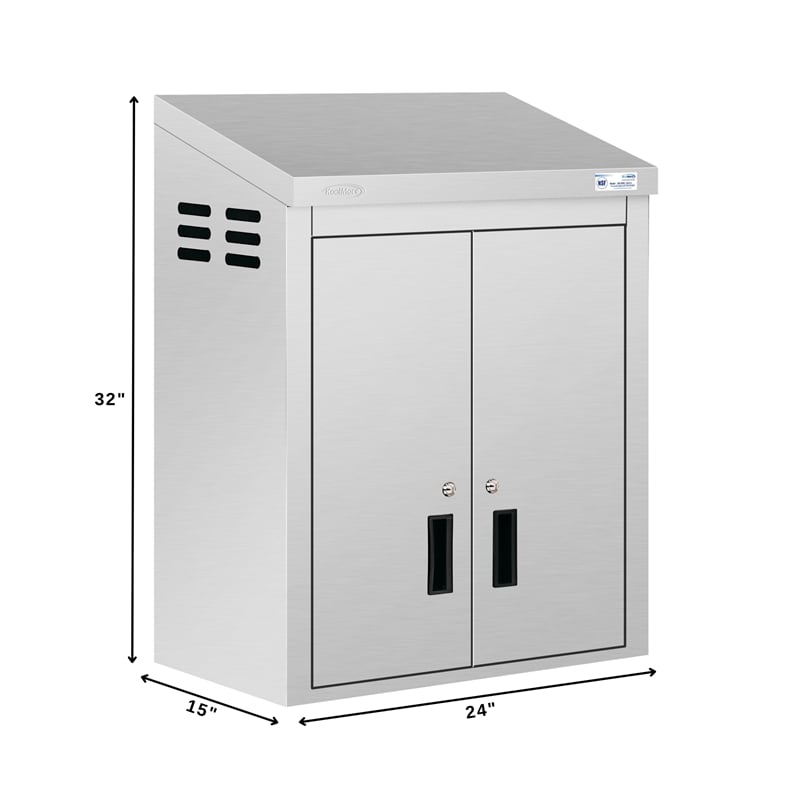 24 in Kitchen Wall Cabinet with Hinged Doors and 2 shelves in Stainless-Steel