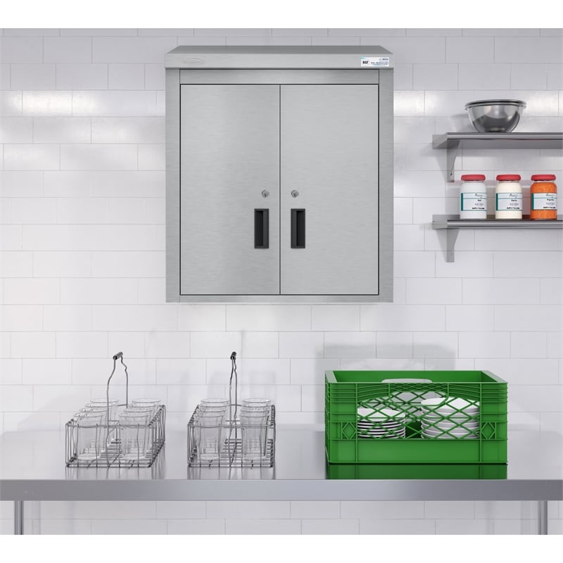 24 in Kitchen Wall Cabinet with Hinged Doors and 2 shelves in Stainless-Steel