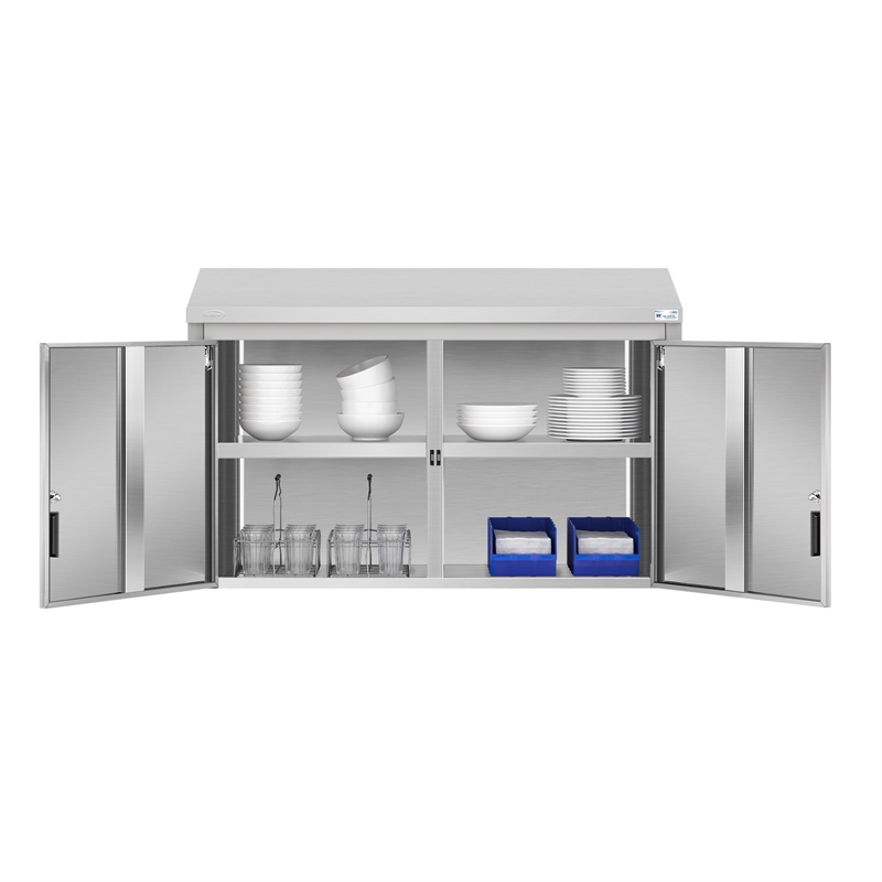48 in Kitchen Wall Cabinet with Hinged Doors and 2 shelves in Stainless-Steel
