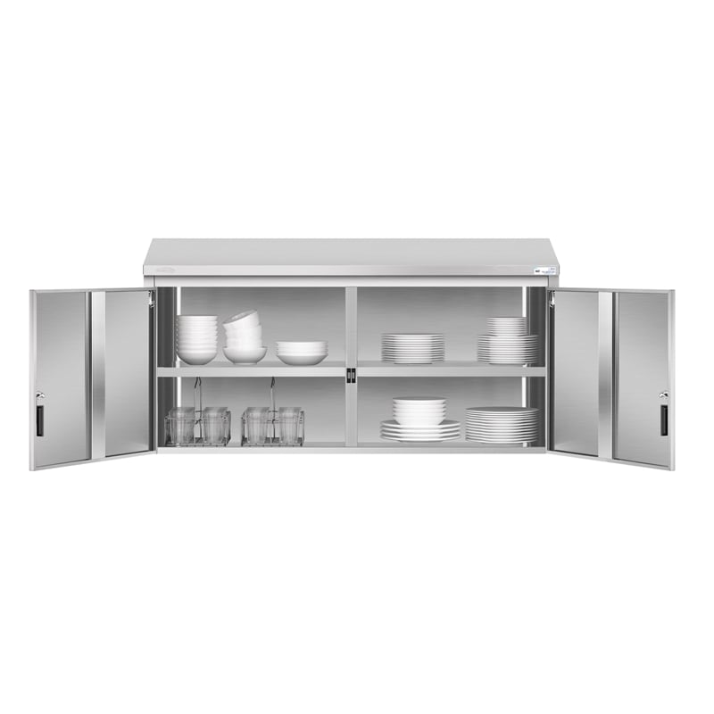 60 in Kitchen Wall Cabinet with Hinged Doors and 2 shelves in Stainless-Steel