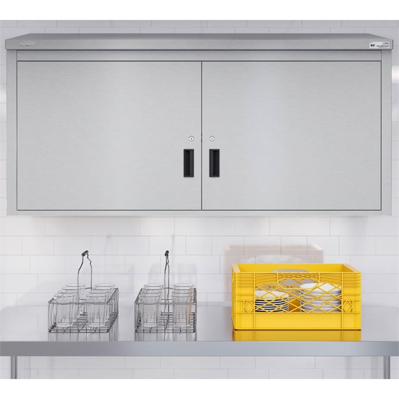 60 in Kitchen Wall Cabinet with Hinged Doors and 2 shelves in Stainless-Steel