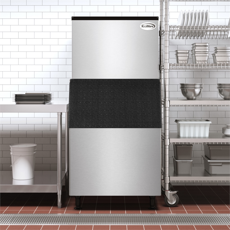 500lbs day Stainless Steel Air Cooled Commercial Ice Machine with 375lbs Storage
