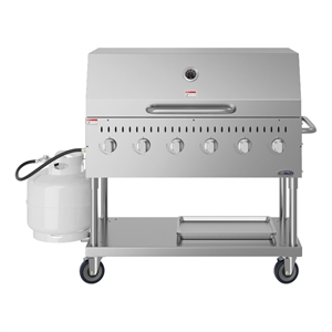 48&quot Commercial Outdoor Propane Gas Grill with Roll Dome Cover in Stainless-Steel