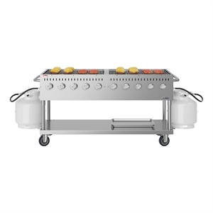 72&quot Commercial Mobile Outdoor Propane Gas Grill in Stainless-Steel