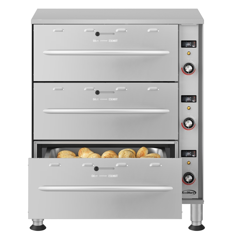 Three-Drawer Commercial Free Standing Warming Drawer in Stainless-Steel
