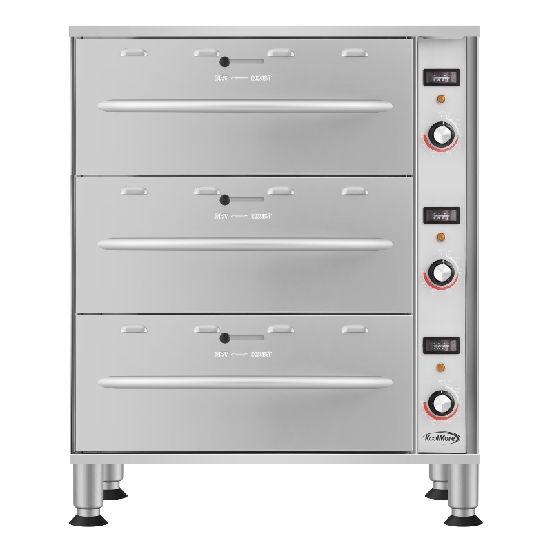 Three-Drawer Commercial Free Standing Warming Drawer in Stainless-Steel