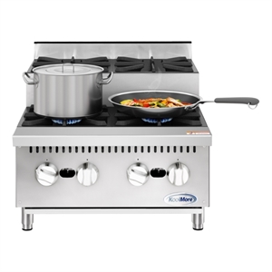 24&quot Commercial Four-Burner Step Up Range 104000 BTU in Stainless-Steel
