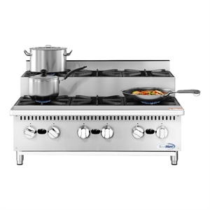 36&quot Commercial Six-Burner Step Up Gas Range 156000 BTU in Stainless-Steel