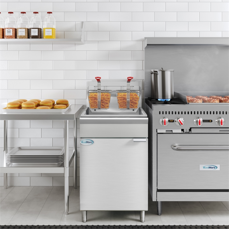 75 lb Floor Natural Gas Commercial Fryer with 150000 BTU in Stainless-Steel