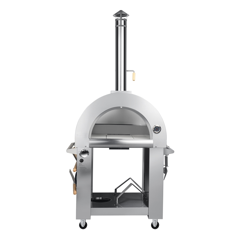 32 in. Outdoor Gas and Wood Fired Pizza Oven in Stainless-Steel