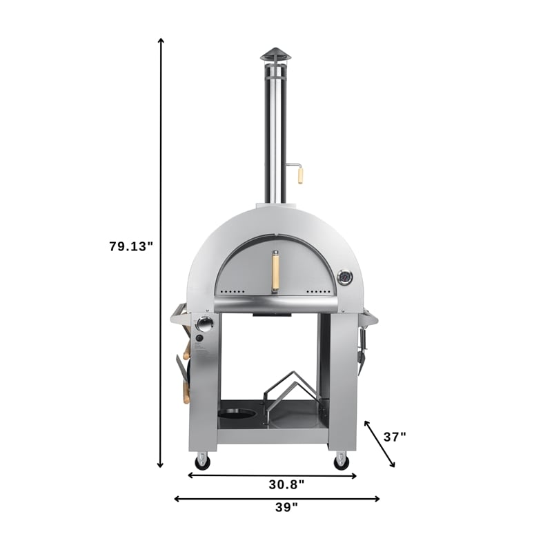 32 in. Outdoor Gas and Wood Fired Pizza Oven in Stainless-Steel