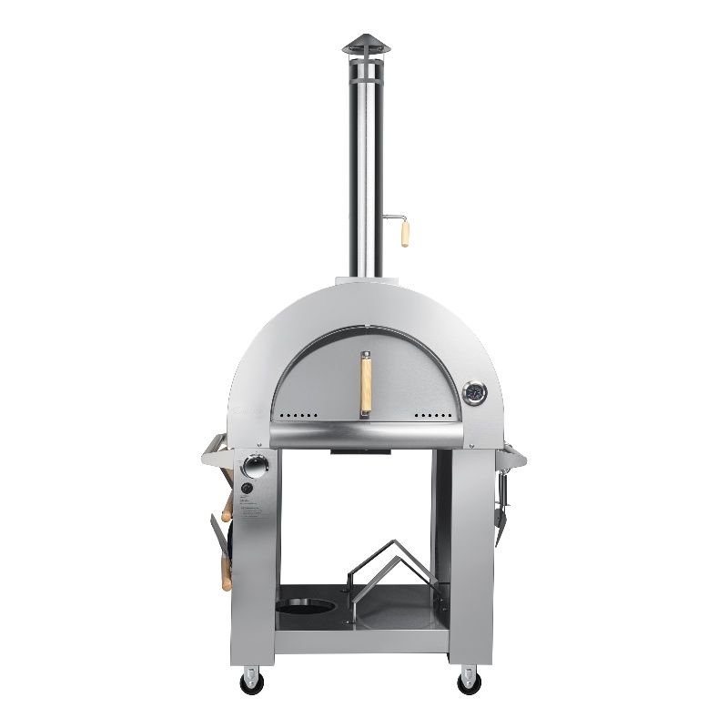 32 in. Outdoor Gas and Wood Fired Pizza Oven in Stainless-Steel