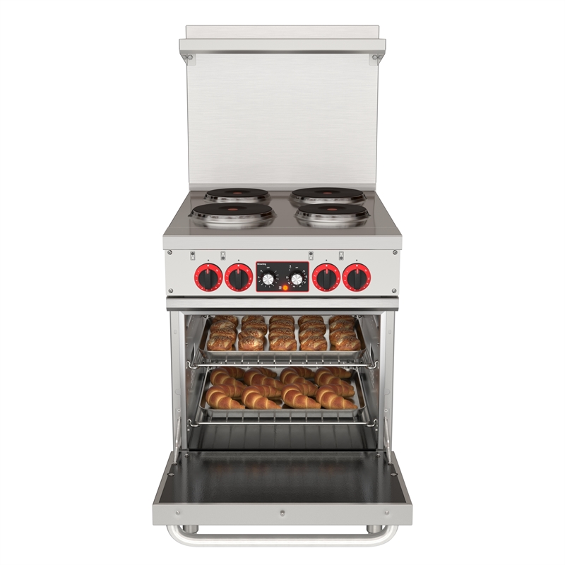 24 In. Commercial Electric Range with 4 Burners and 1 Standard Electric Oven