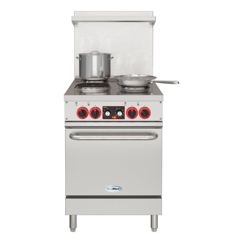 24 In. Commercial Electric Range with 4 Burners and 1 Standard Electric Oven