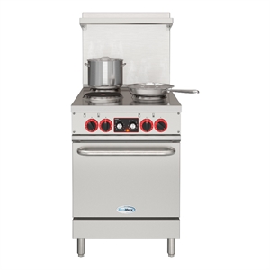 24 In. Commercial Electric Range with 4 Burners and 1 Standard Electric Oven