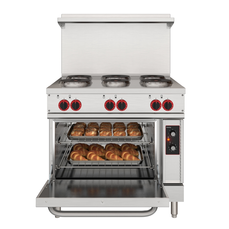 36 In. Commercial Electric Range with 6 Burners and 1 Standard Electric Oven